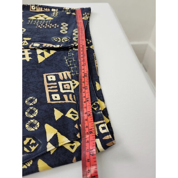 Vtg 90s Banana Bay Resort Wear Capri Pant Geometric Print 4 Pockets Navy Yellow - Picture 12 of 16
